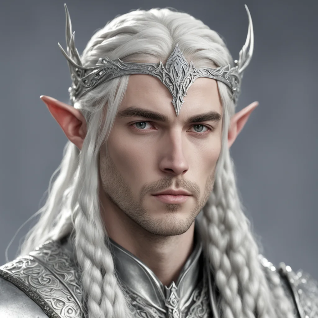 ailord celeborn with braids wearing silver elven circlet with diamonds good looking trending fantastic 1