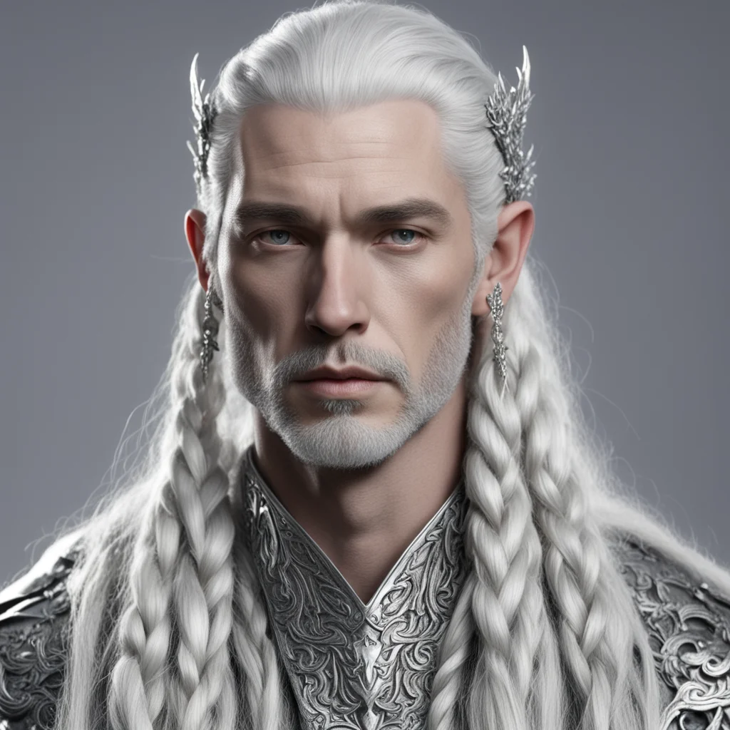 lord celeborn with braids wearing silver hair fork with diamonds amazing awesome portrait 2