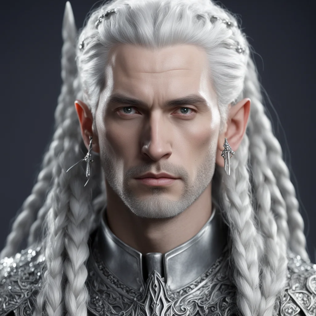 ailord celeborn with braids wearing silver hair fork with diamonds confident engaging wow artstation art 3