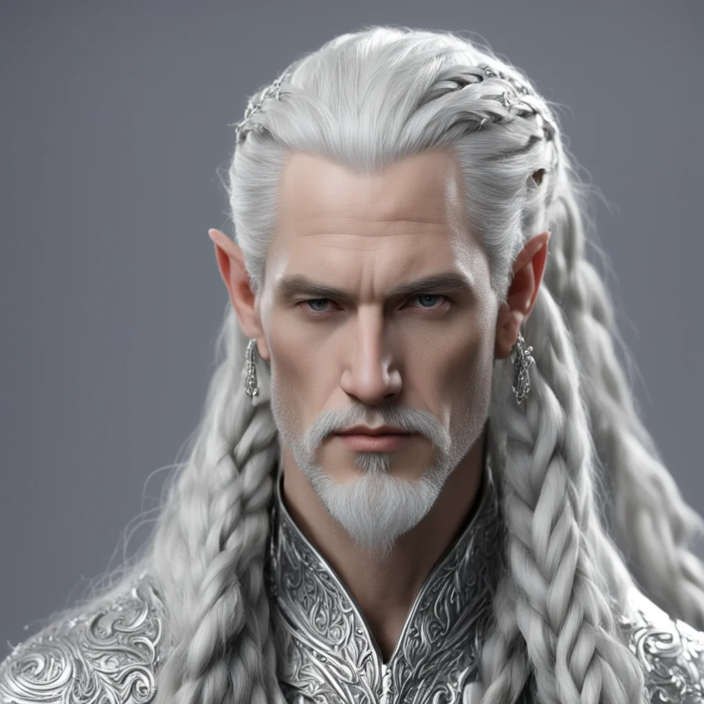 ailord celeborn with braids wearing silver hair fork with diamonds good looking trending fantastic 1