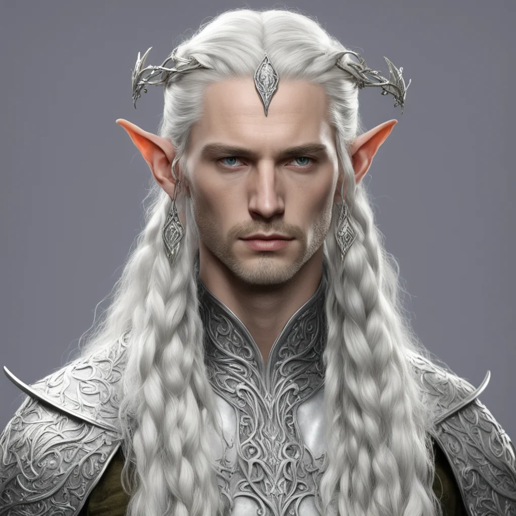 lord celeborn with braids wearing silver leaf elven circlet with diamonds amazing awesome portrait 2