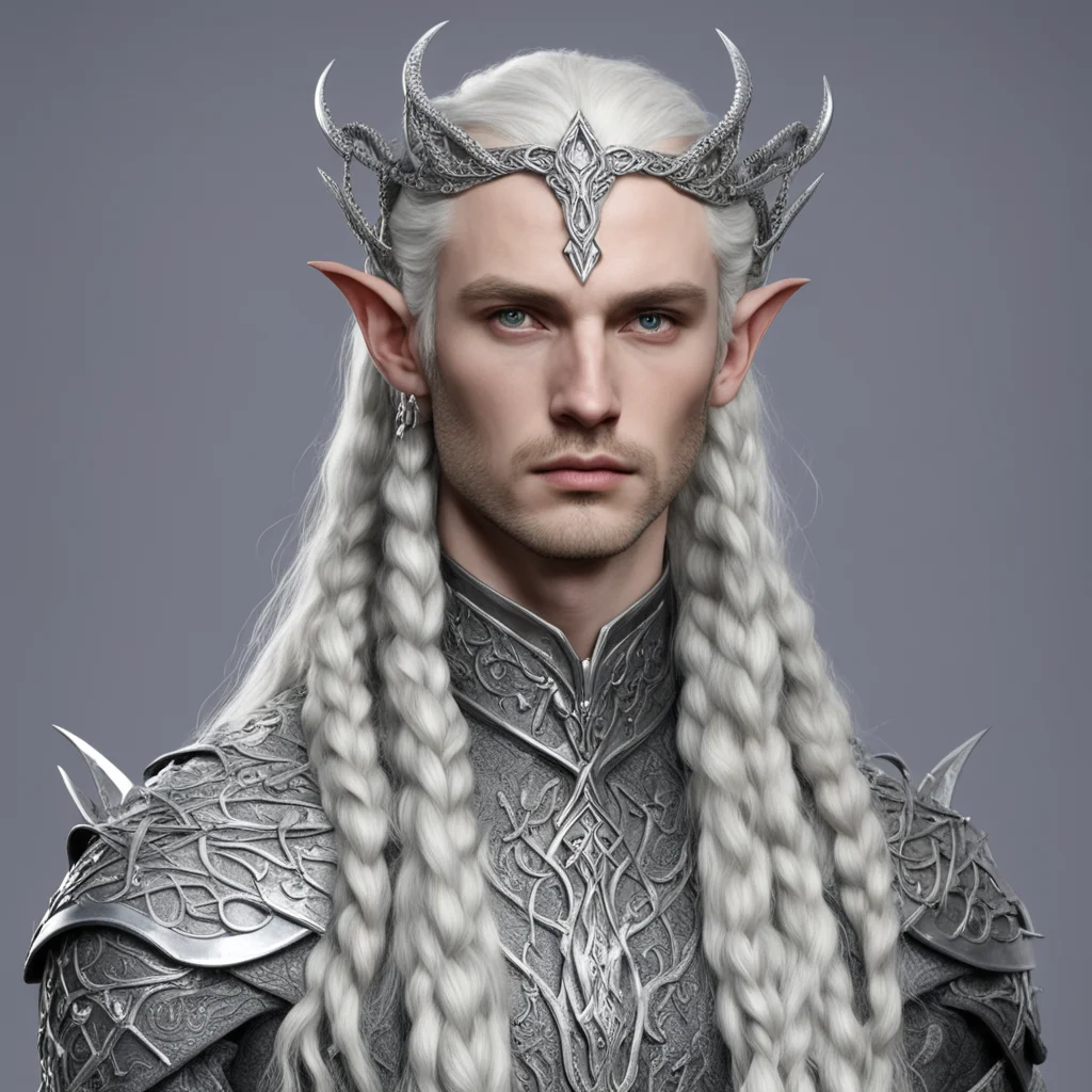 ailord celeborn with braids wearing silver snake elven circlet with diamonds amazing awesome portrait 2