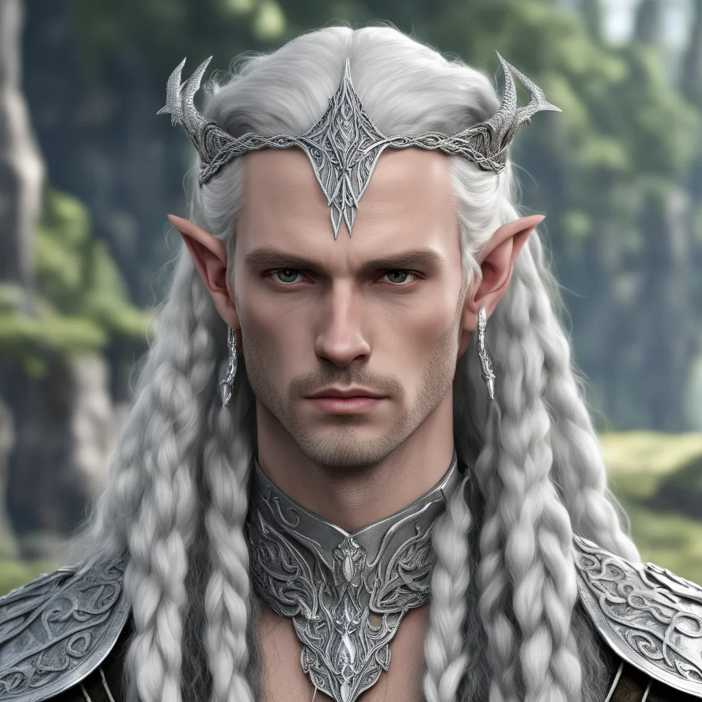 ailord celeborn with braids wearing silver snake elven circlet with diamonds