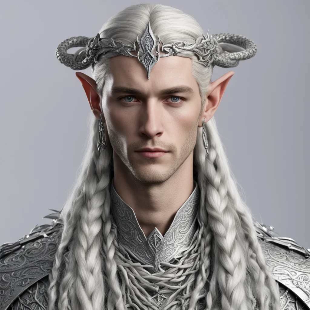 lord celeborn with braids wearing silver snake elvish circlet with diamonds amazing awesome portrait 2