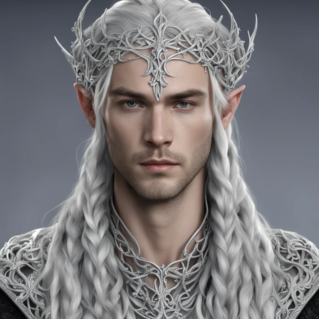 lord celeborn with braids wearing silver vines intertwined elvish circlet with diamonds amazing awesome portrait 2