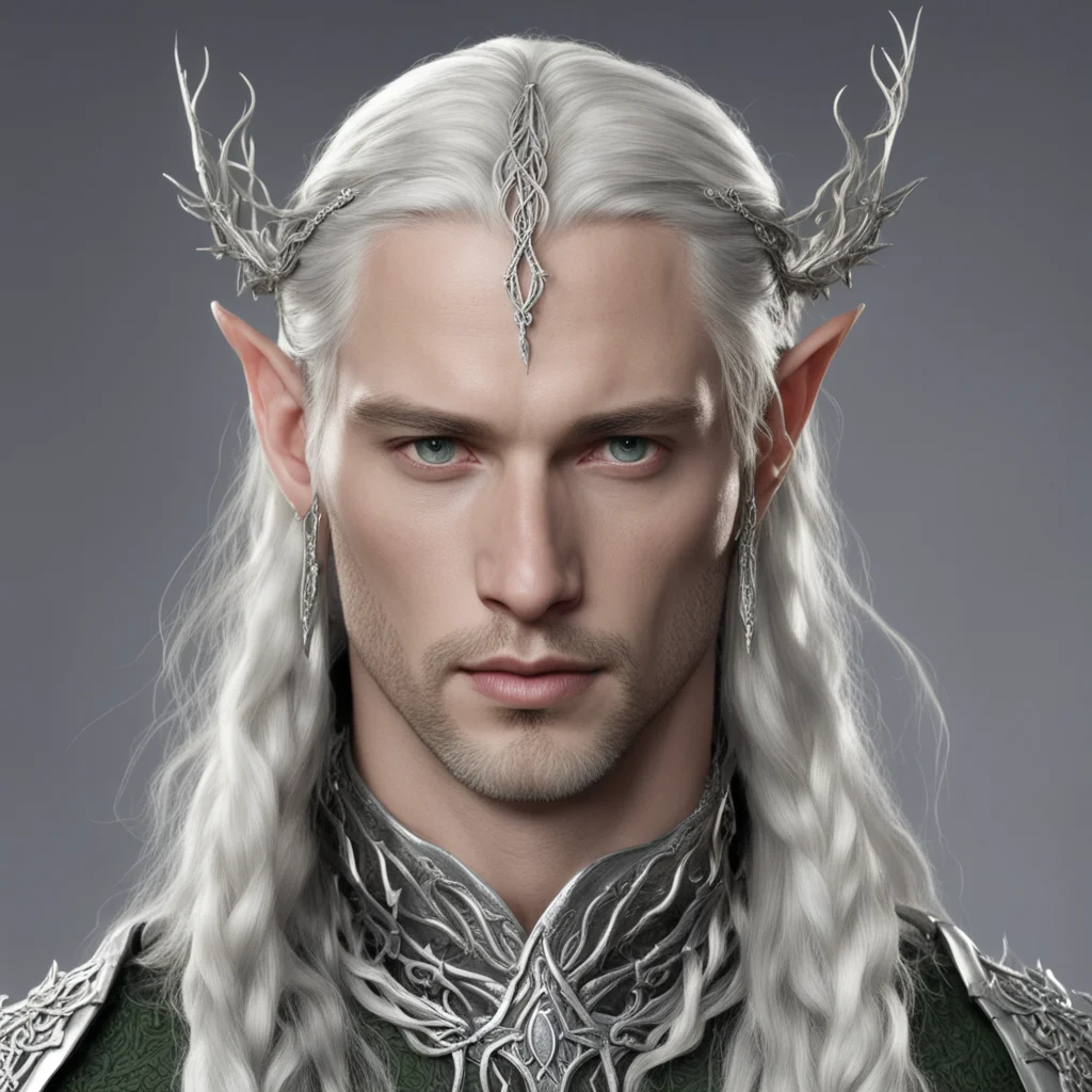 lord celeborn with braids wearing small silver vine elvish circlet with diamonds amazing awesome portrait 2