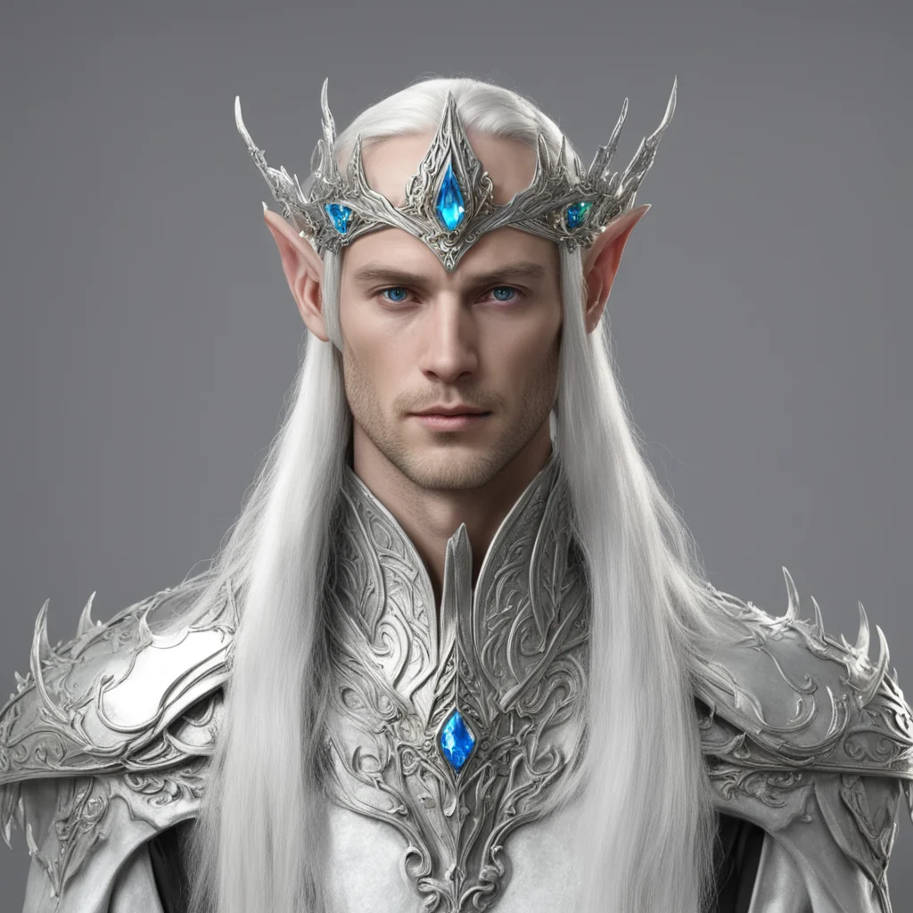 ailord celeborn with silver elven circlet with jewels confident engaging wow artstation art 3