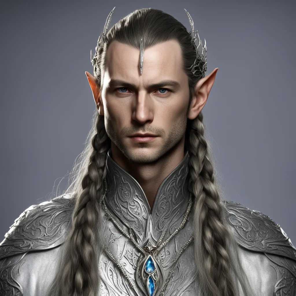 ailord elrond with braids and silver elven circlet with diamonds confident engaging wow artstation art 3