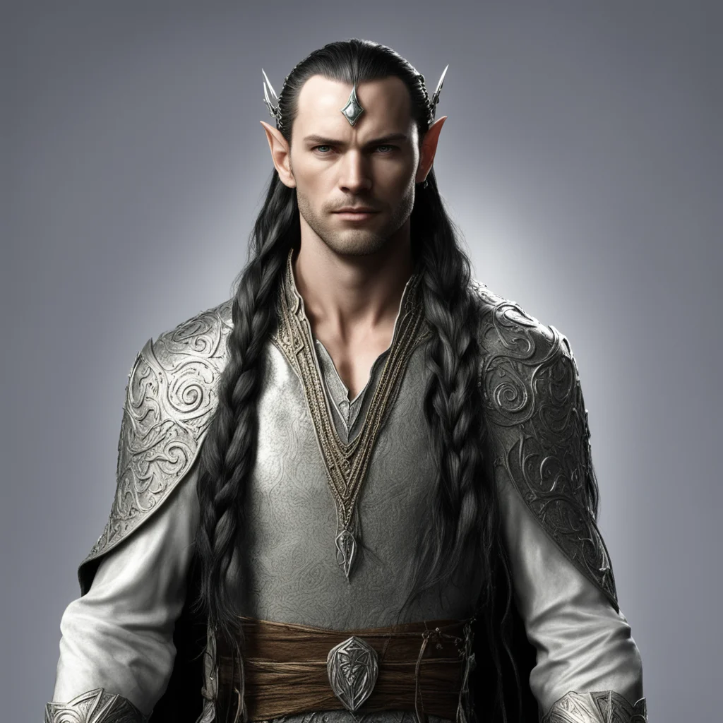 ailord elrond with braids and silver elven circlet with diamonds