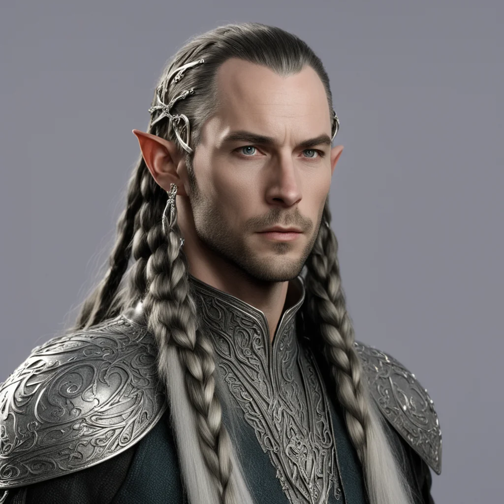 lord elrond with braids and silver elven circlet with diamonss amazing awesome portrait 2