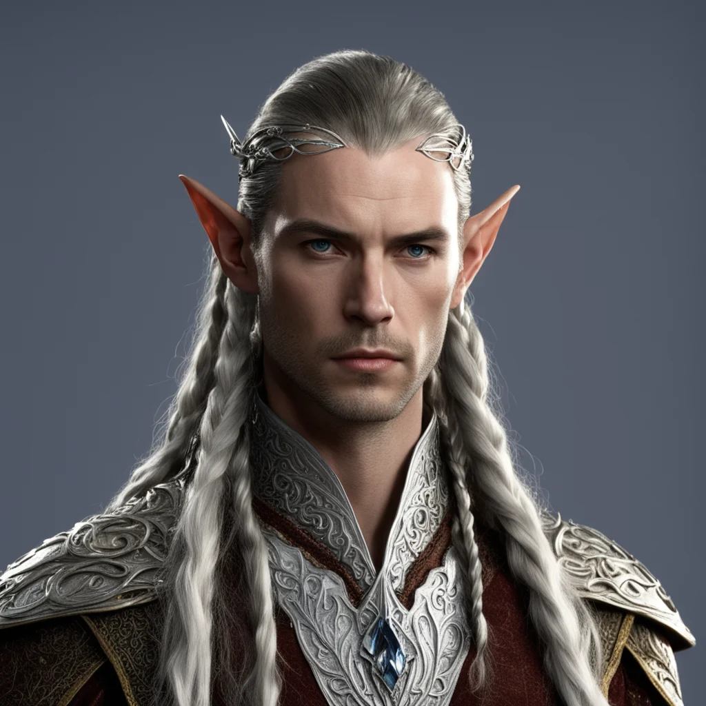 ailord elrond with braids and silver elven circlet with diamonss confident engaging wow artstation art 3