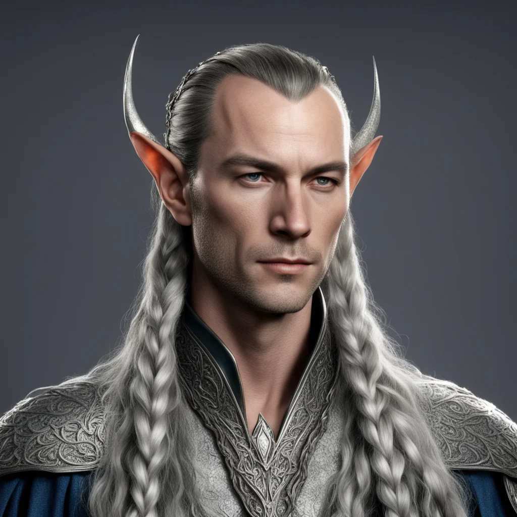 lord elrond with braids wearing silver elvish circlet with diamonds amazing awesome portrait 2