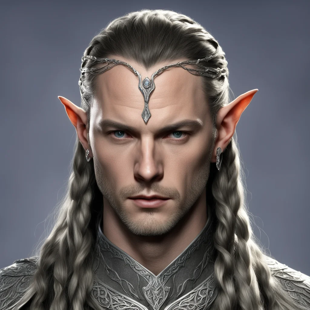 ailord elrond with braids wearing silver elvish circlet with diamonds