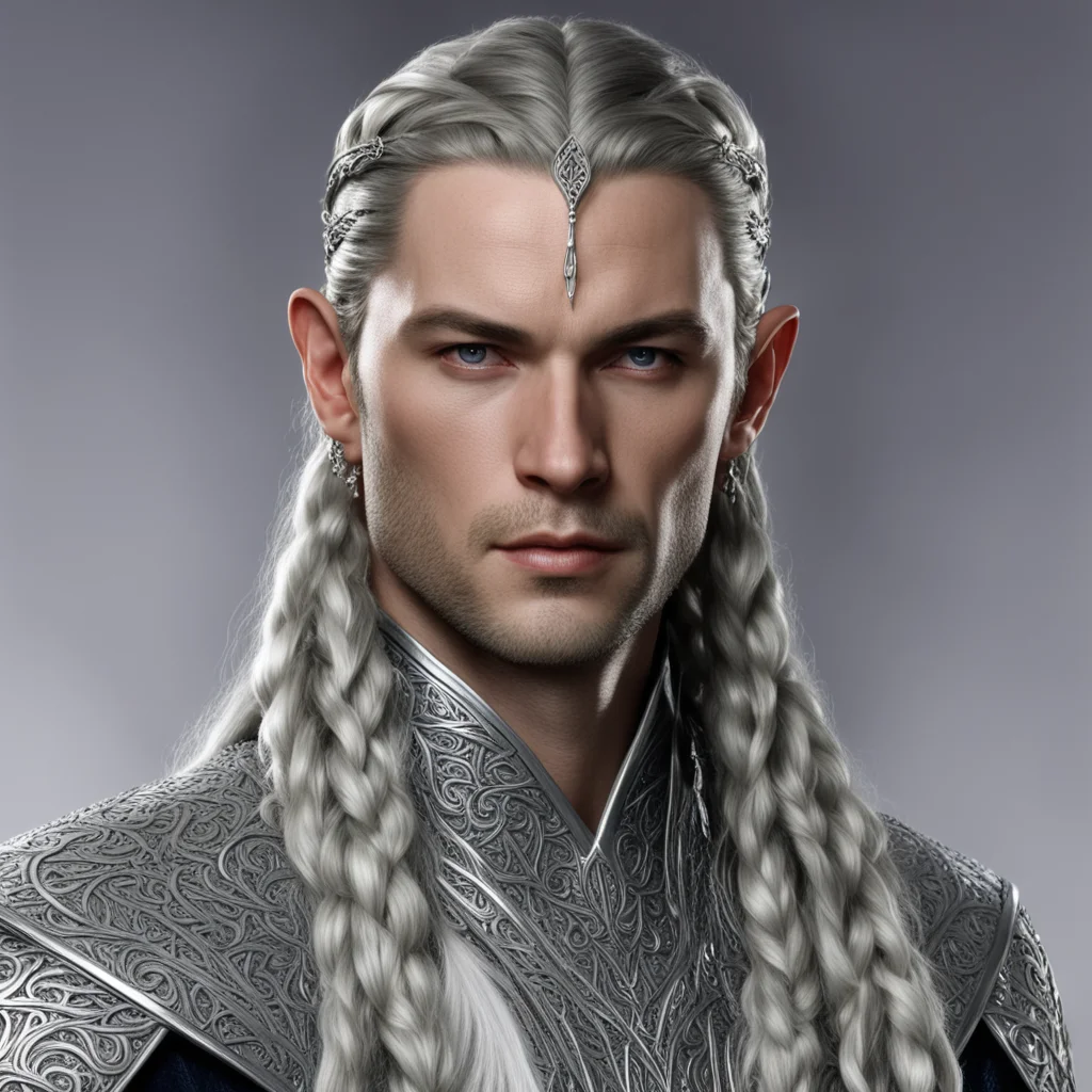 ailord elrond with braids wearing silver noldor elven circlet with diamonds confident engaging wow artstation art 3