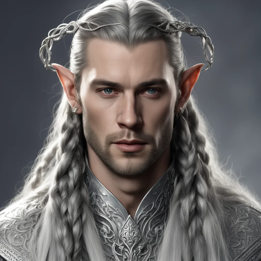 ailord elrond with braids wearing silver noldor elven circlet with diamonds good looking trending fantastic 1