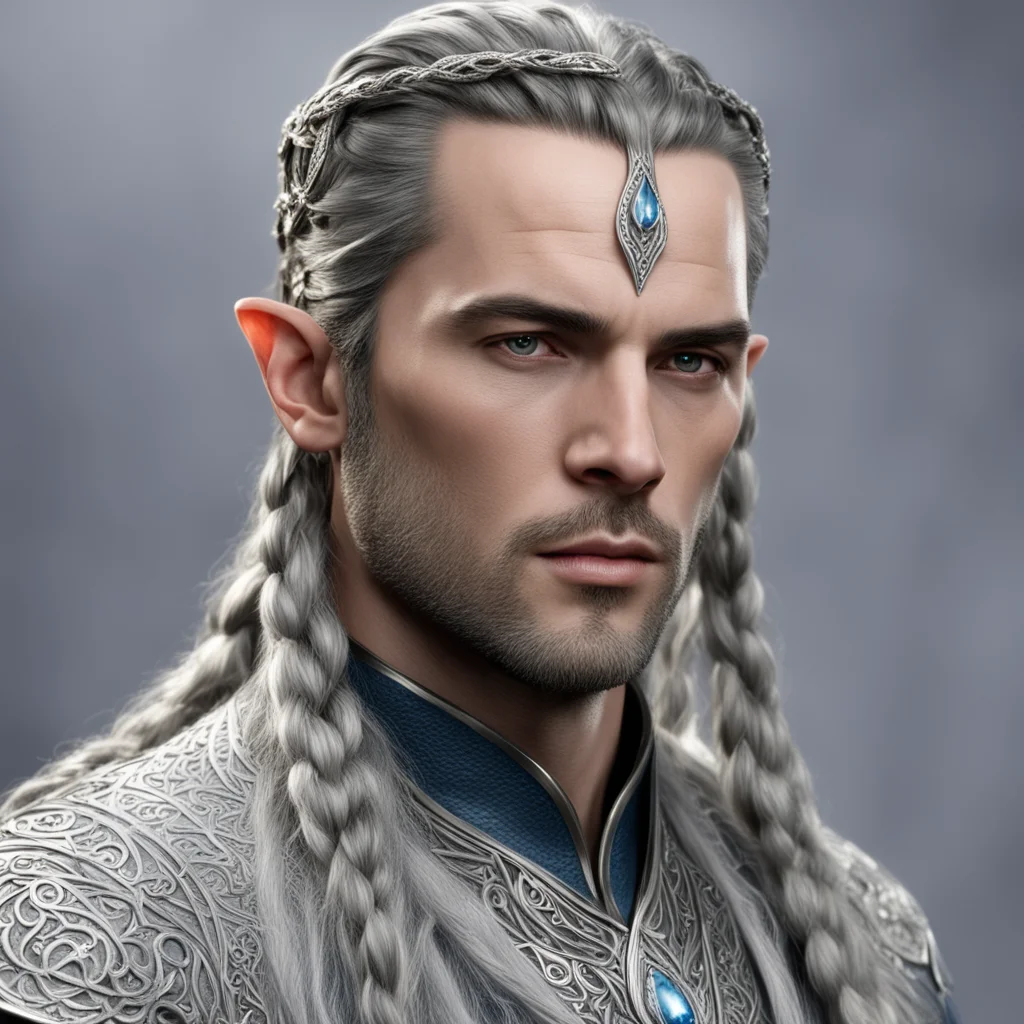 ailord elrond with braids wearing silver noldor elven circlet with diamonds