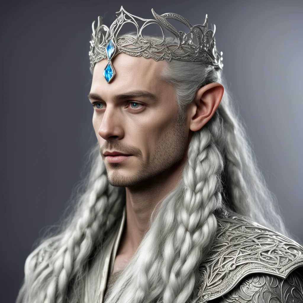 ailord elrond with braids were silver noldor elvish tiara with diamonds amazing awesome portrait 2