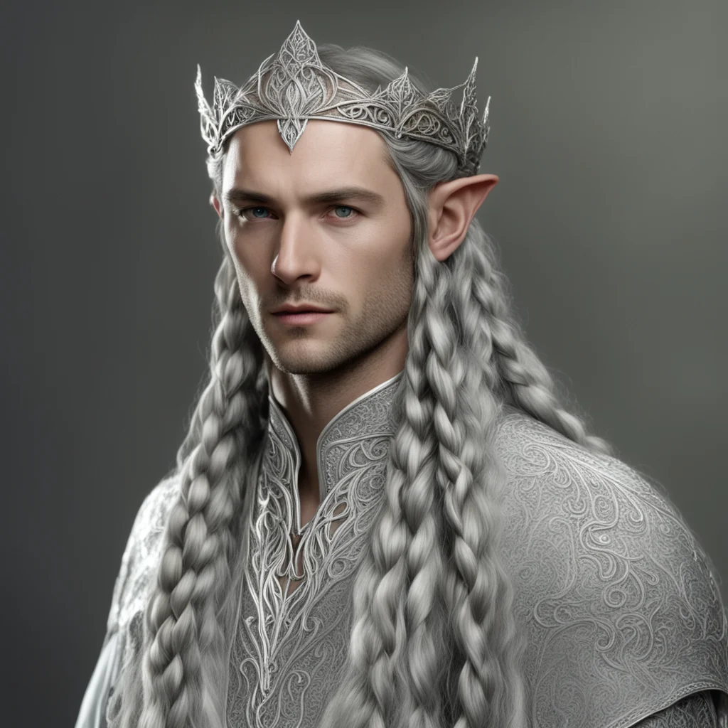 ailord elrond with braids were silver noldor elvish tiara with diamonds