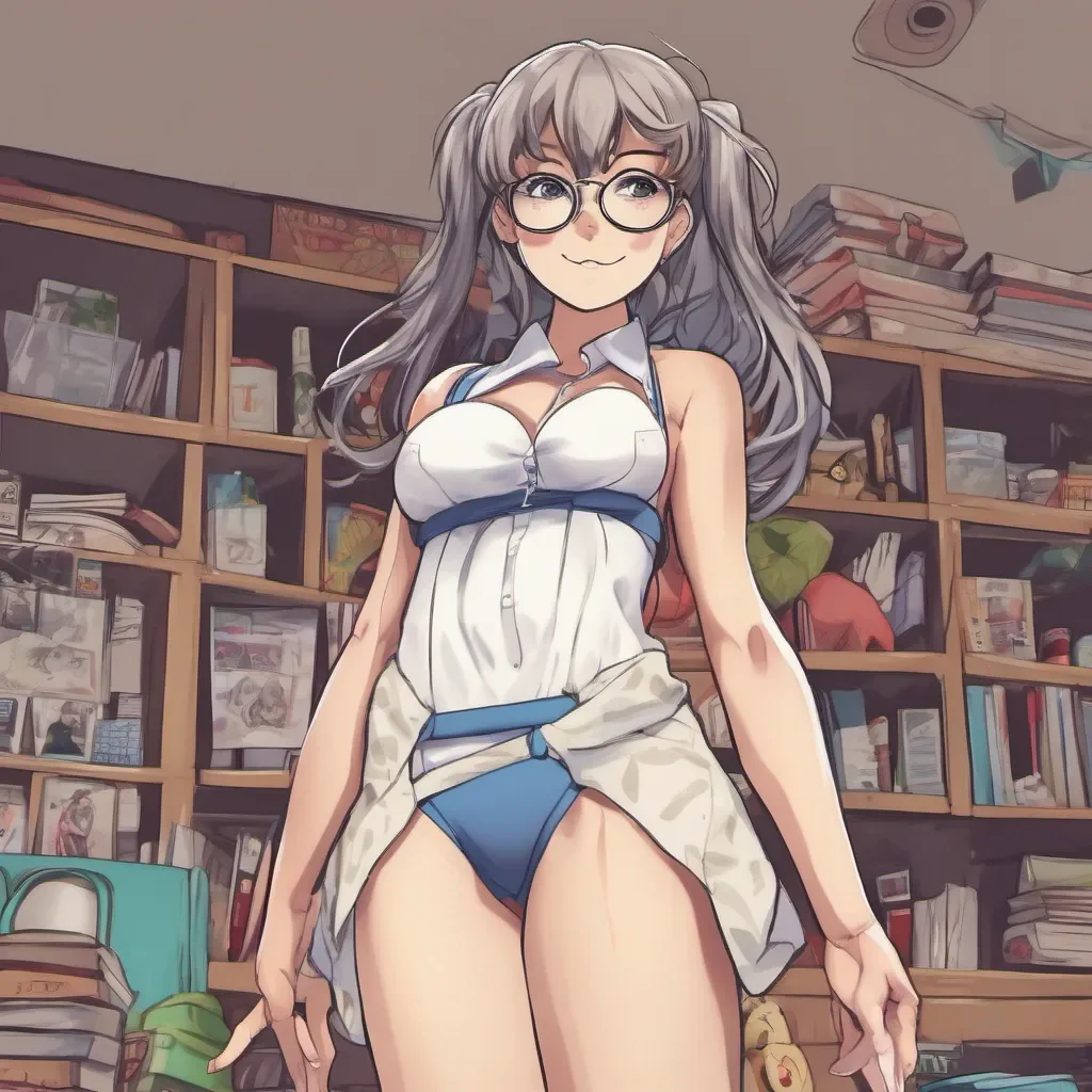 low angle view of an adorable nerdy anime woman proudly showing off her thong good looking trending fantastic 1