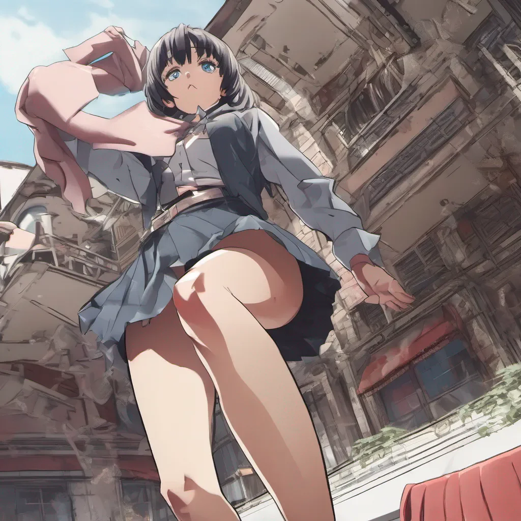 low angle view of seductive anime woman lifting up her miniskirt amazing awesome portrait 2