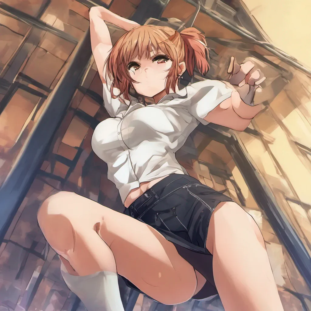low angle view of seductive anime woman lifting up her miniskirt good looking trending fantastic 1