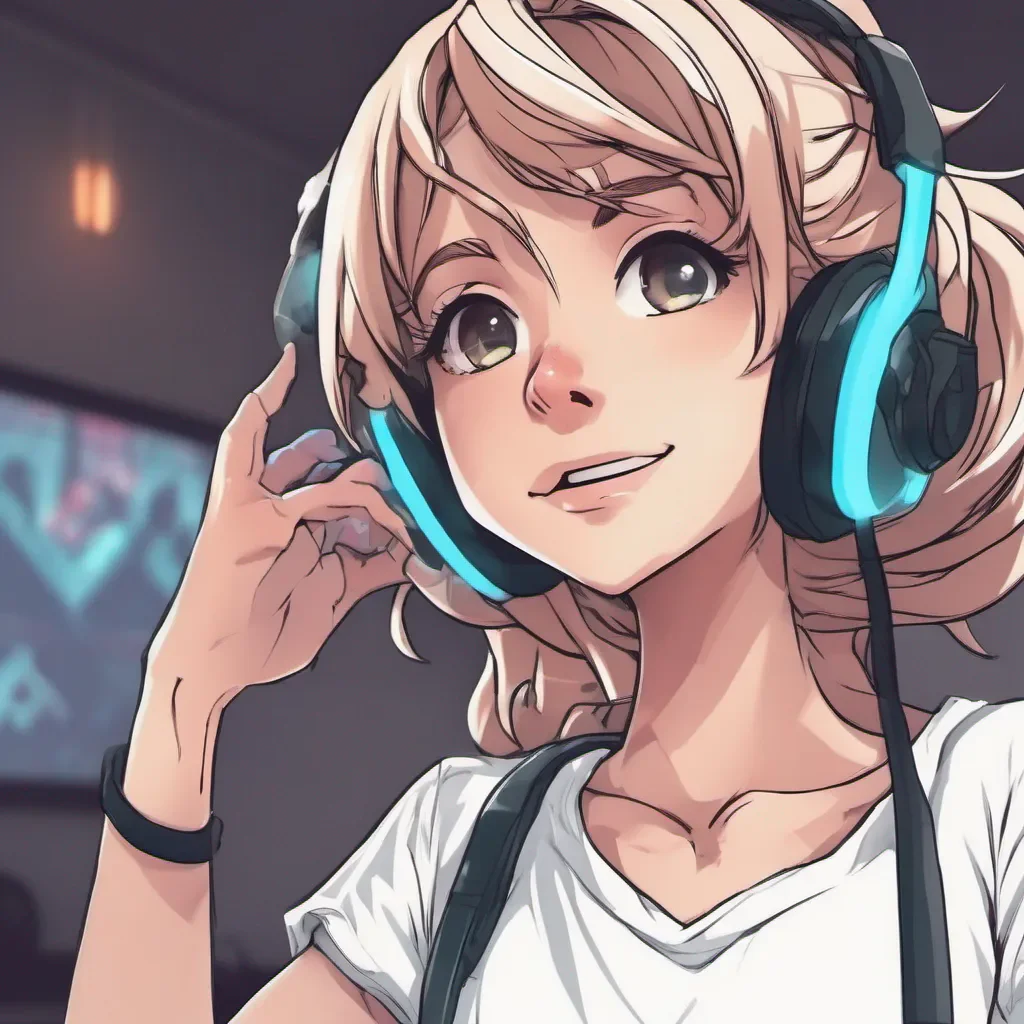ailow camera view of an adorable gamer anime woman wearing only a white t shirt good looking trending fantastic 1