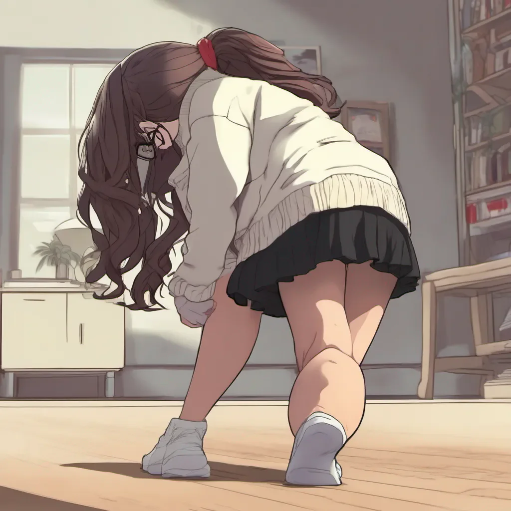 ailow rear view of an adorable nerdy anime woman bending over and touching her toes good looking trending fantastic 1