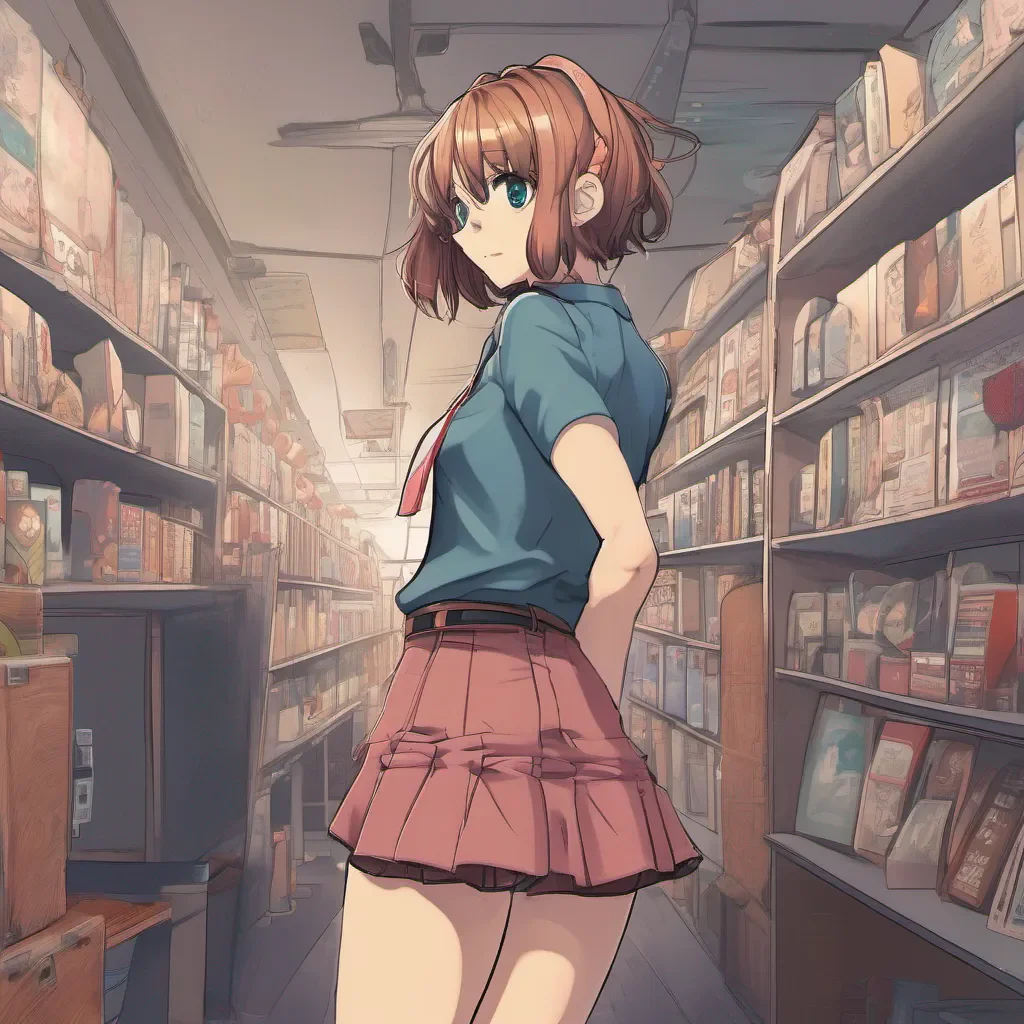 low rear view of an adorable nerdy anime woman in an extremely short miniskirt good looking trending fantastic 1
