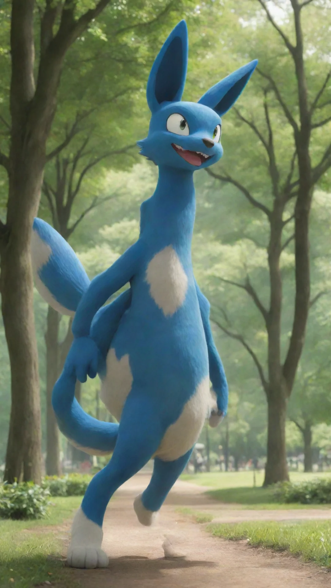 lucario is walking in the park tall