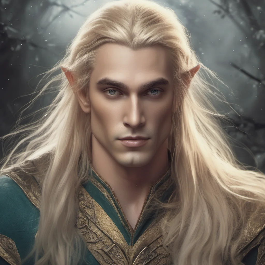 majestic male elf with long blonde hair good looking trending fantastic 1