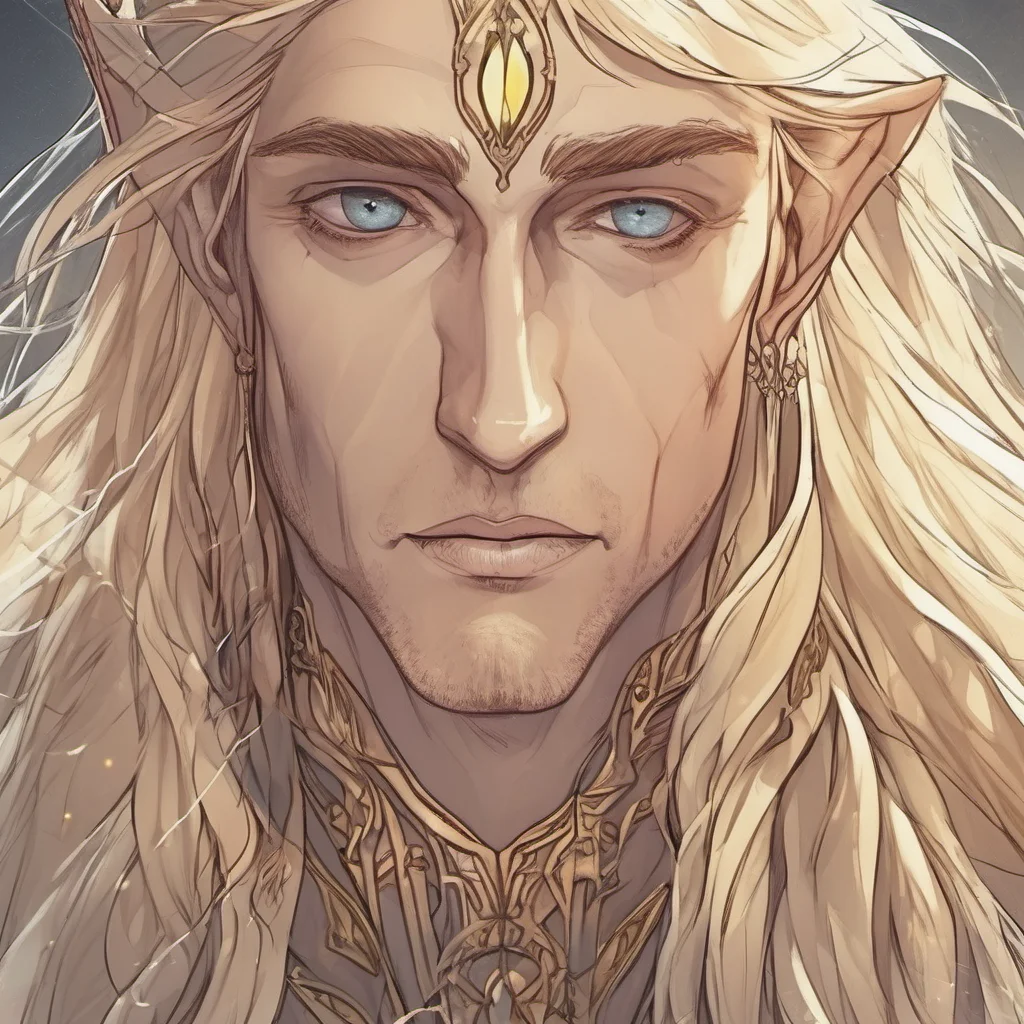majestic male elf with long blonde hair