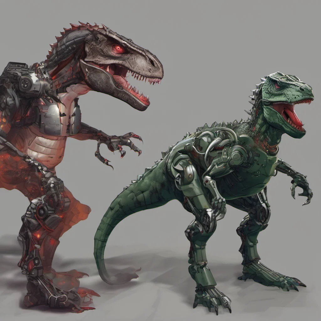 make a cyborg and trex and dragon mixed amazing awesome portrait 2