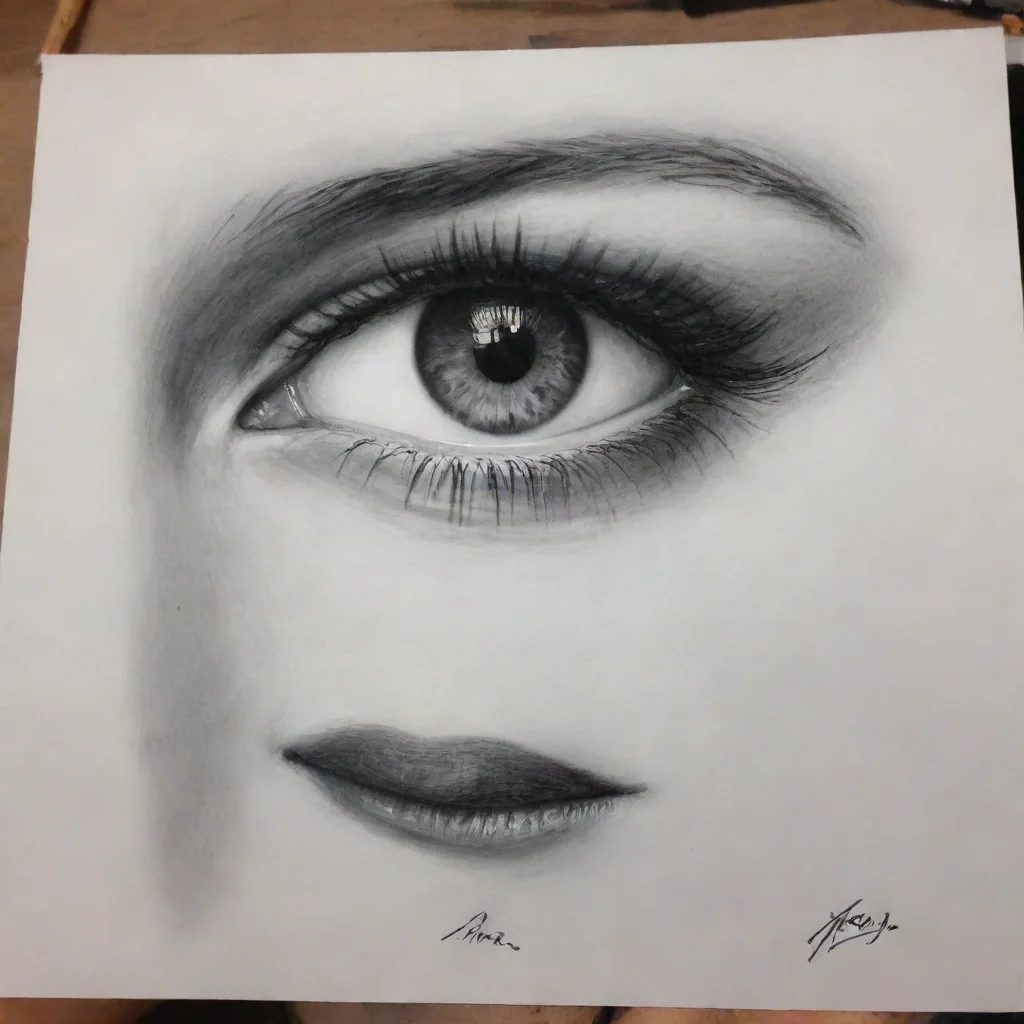aimake me a eye using charcoal pencil with a signature name   thirdy