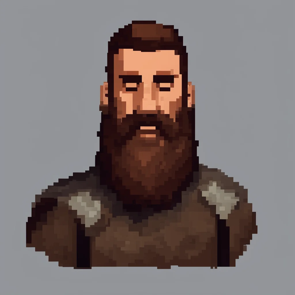 male human knight brown beard and mustache pixel confident engaging wow artstation art 3