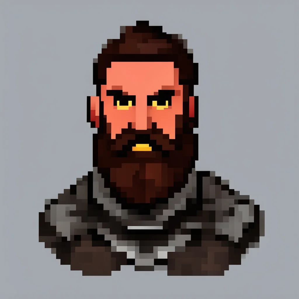male human knight brown beard and mustache pixel good looking trending fantastic 1