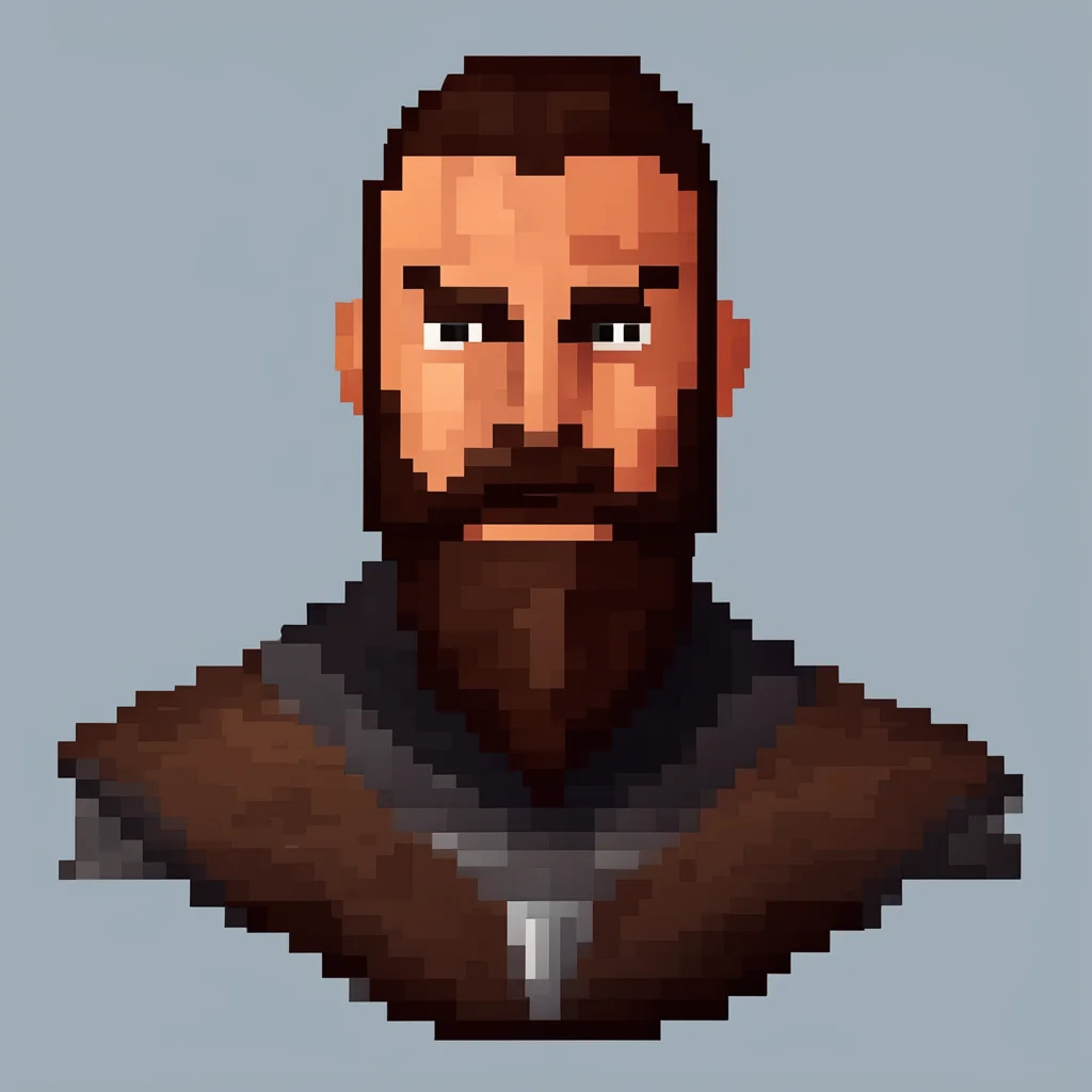 male human knight brown beard and mustache pixel