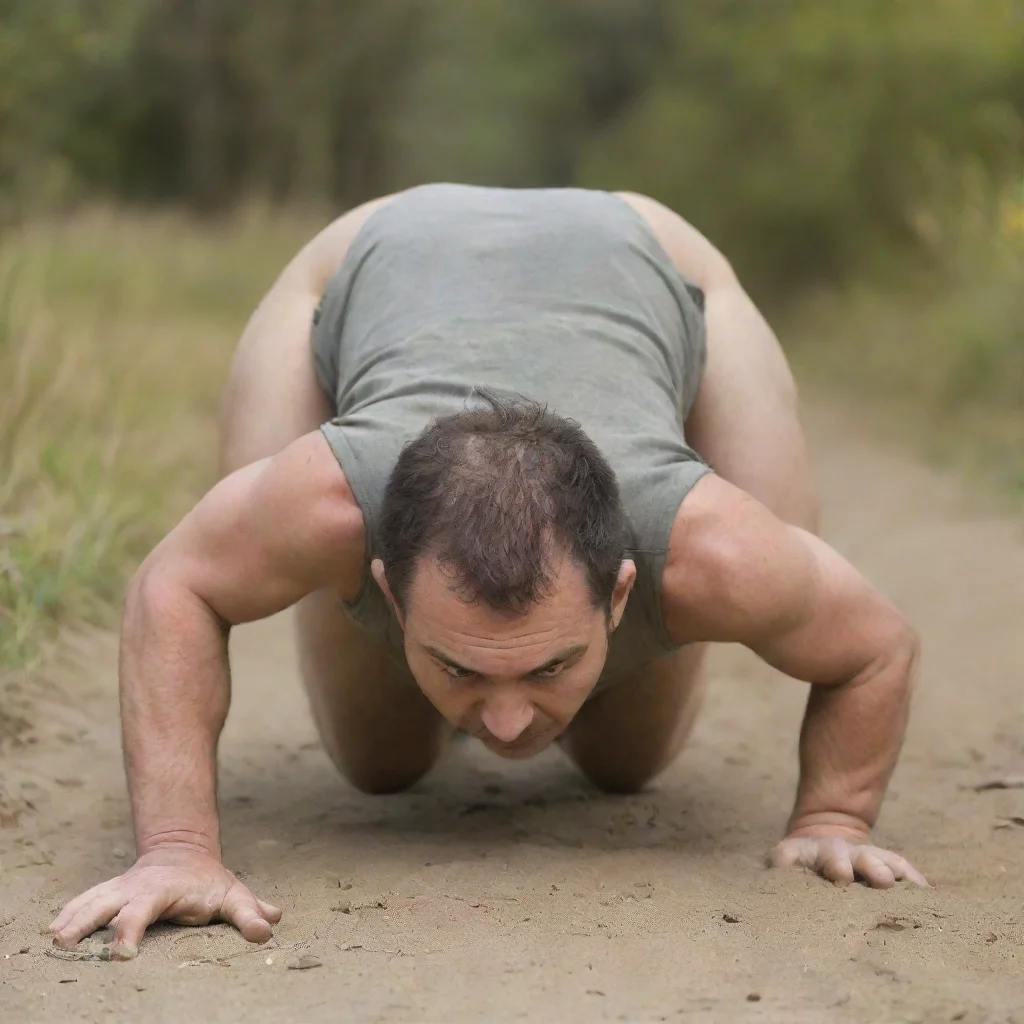 man crawls. image from behind