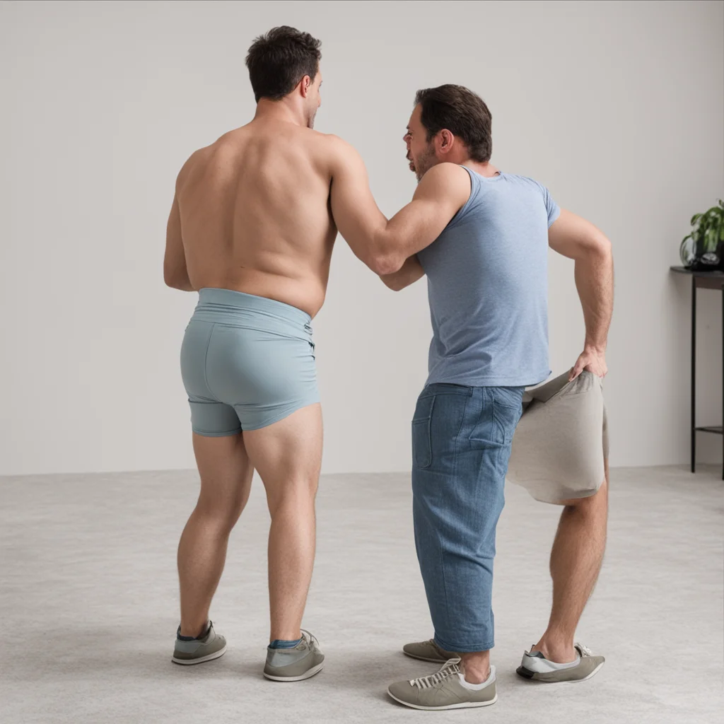 man getting a wedgie from another man