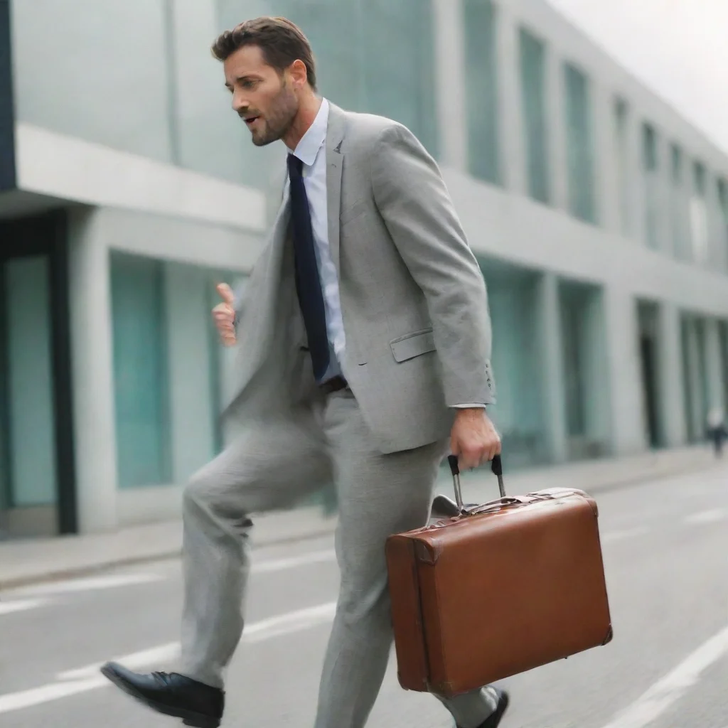 man running with suitcase