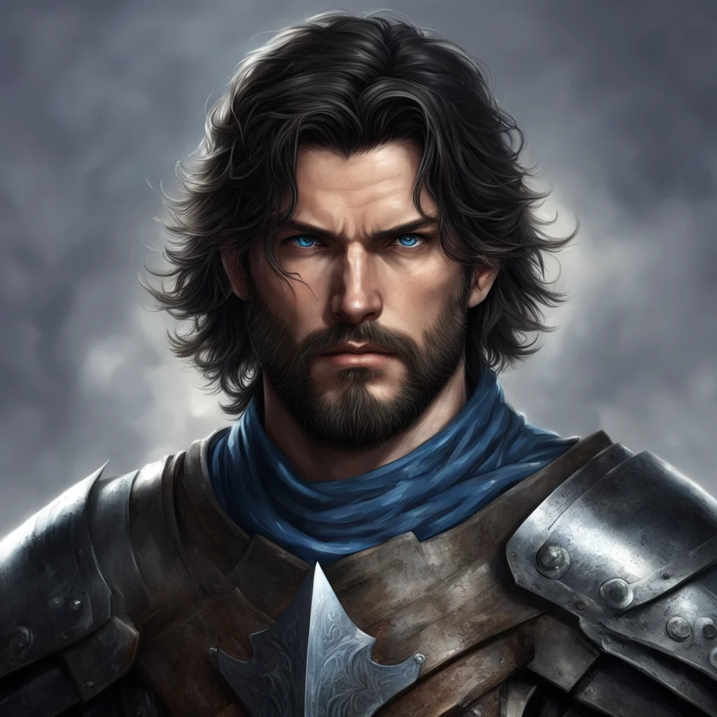 aiman short hair warrior fantasy art dark hair beard sword armor blue eyes amazing awesome portrait 2 amazing awesome portrait 2