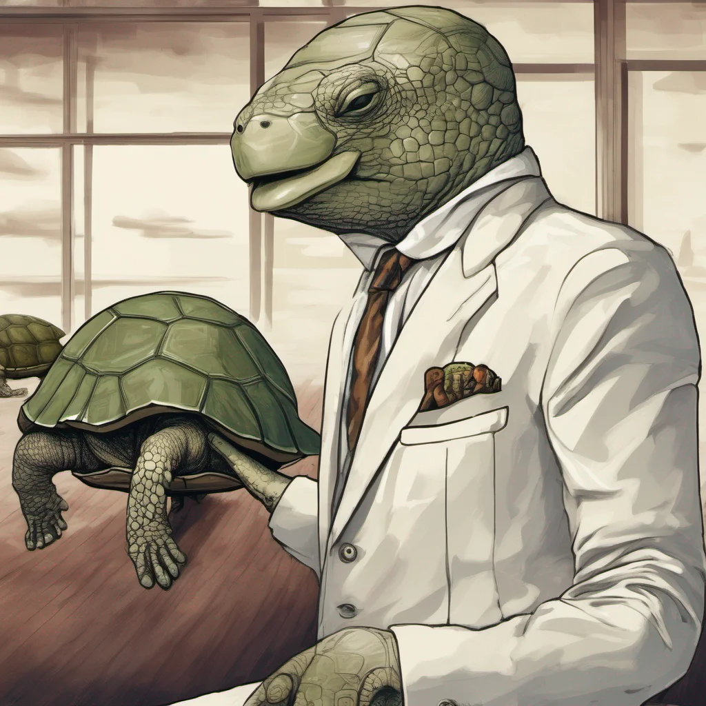 man wearing white suit but having head of a turtle  amazing awesome portrait 2