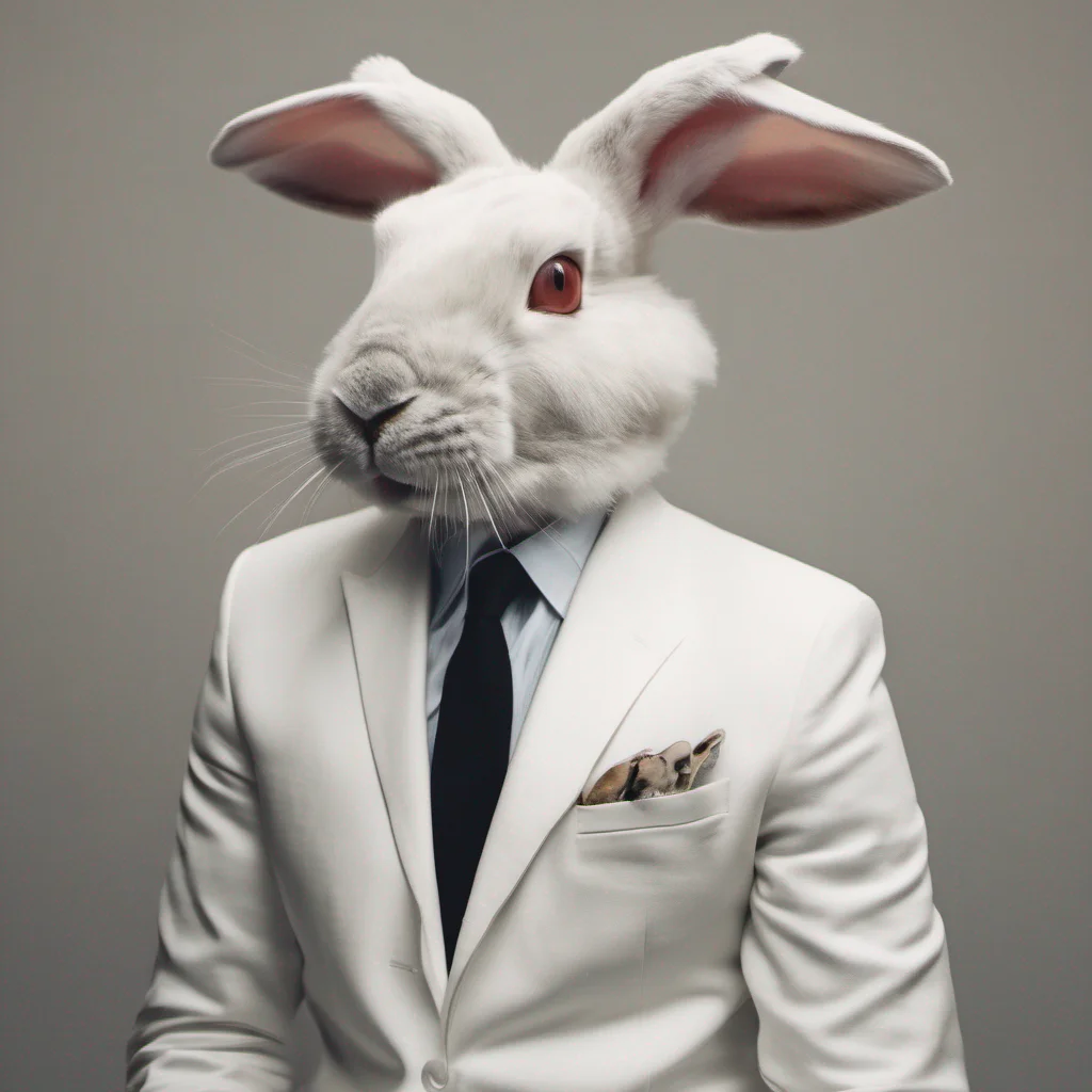 man wearing white suit but having head of rabbit  confident engaging wow artstation art 3