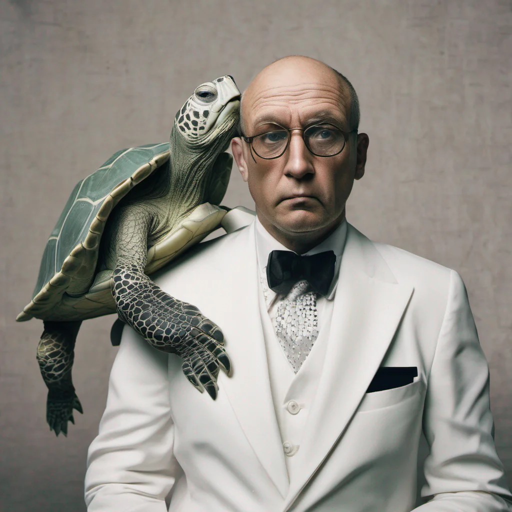 aiman with head of turtle wearing white suit  amazing awesome portrait 2