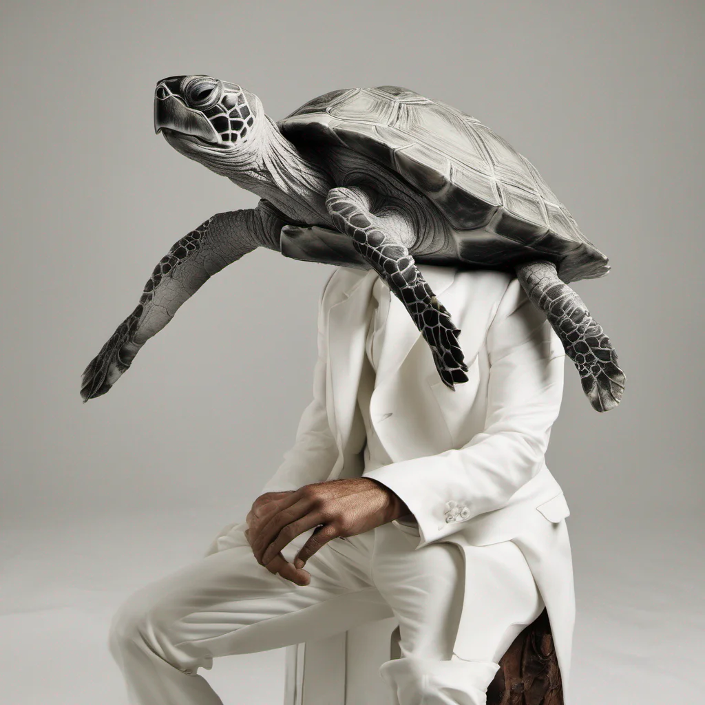 man with head of turtle wearing white suit  confident engaging wow artstation art 3