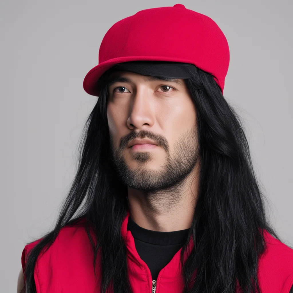 aiman with long black hair%2Cwith a red cap and red vest good looking trending fantastic 1
