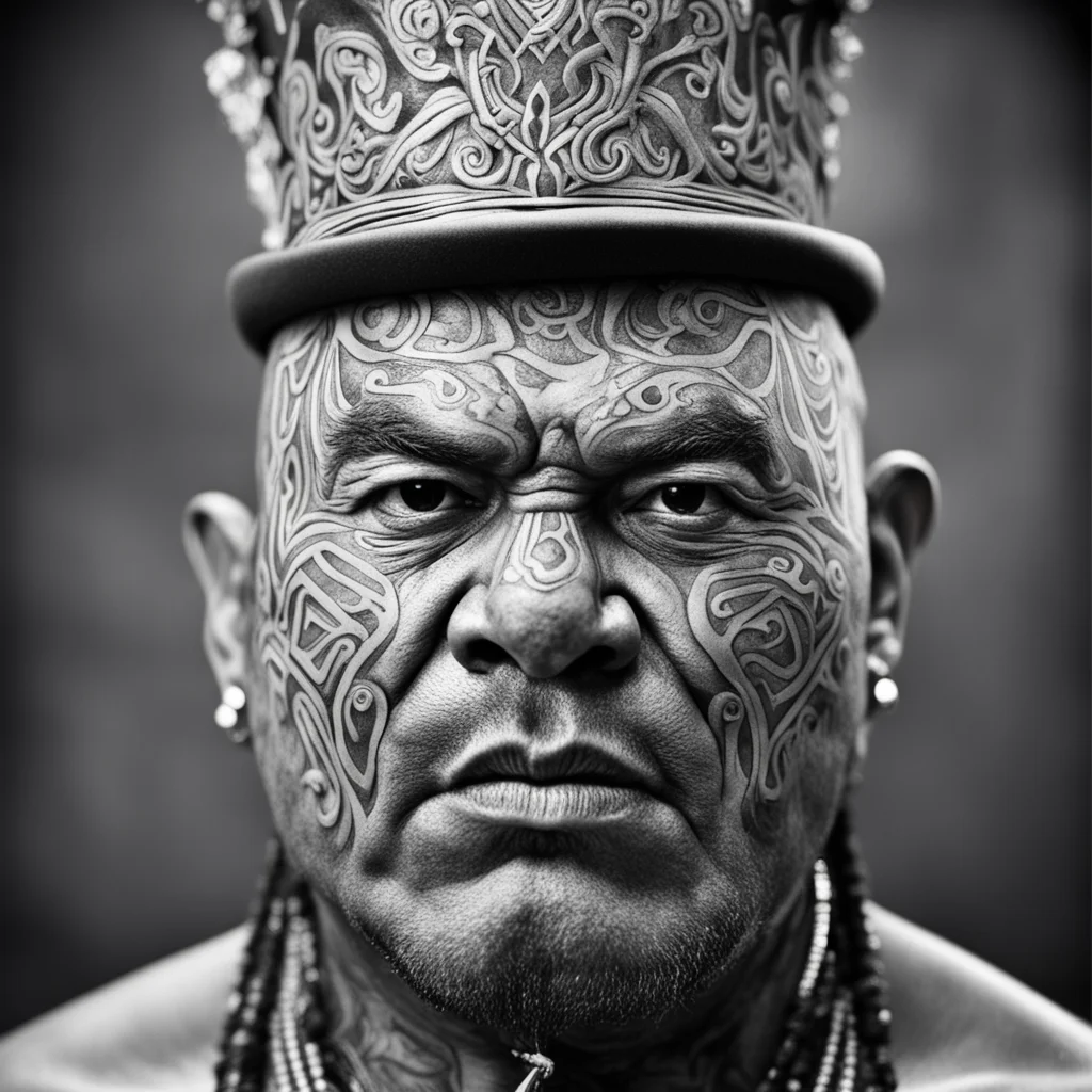 maori cheif moko facial tatoos menacing close up face top hat confident engaging wow artstation art 3