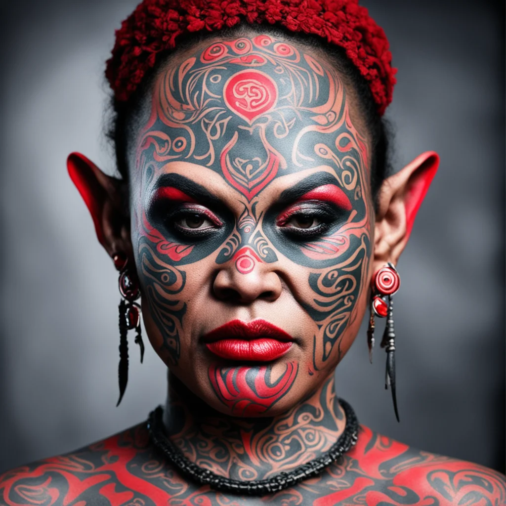 aimaori cheif moko facial tatoos menacing portrait red eves vampire amazing awesome portrait 2