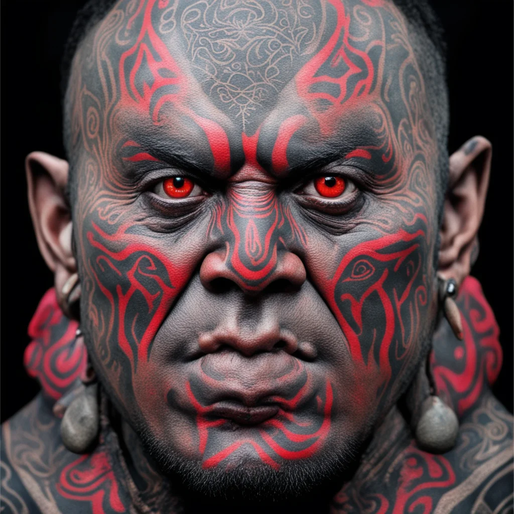 aimaori cheif moko facial tatoos menacing portrait red eyes vampire amazing awesome portrait 2
