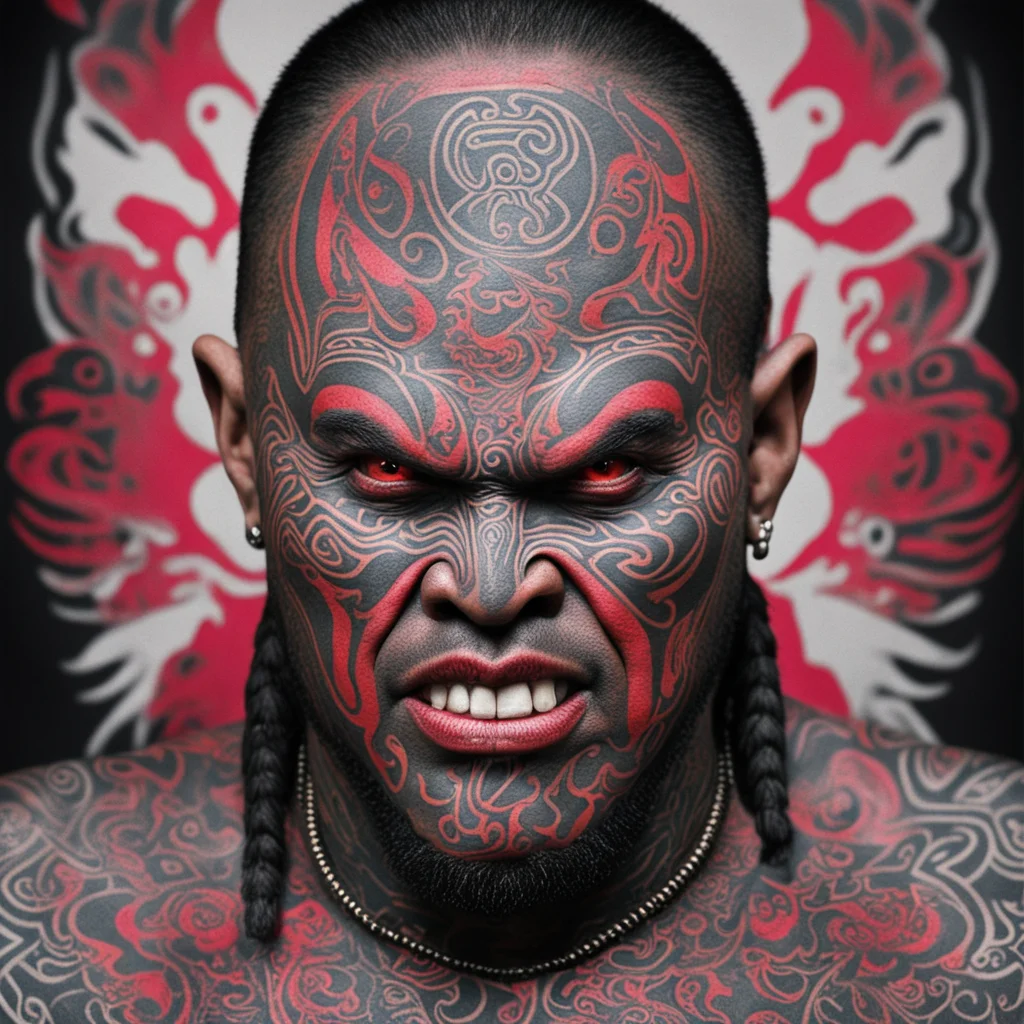 maori cheif moko facial tatoos menacing portrait red eyes vampire good looking trending fantastic 1