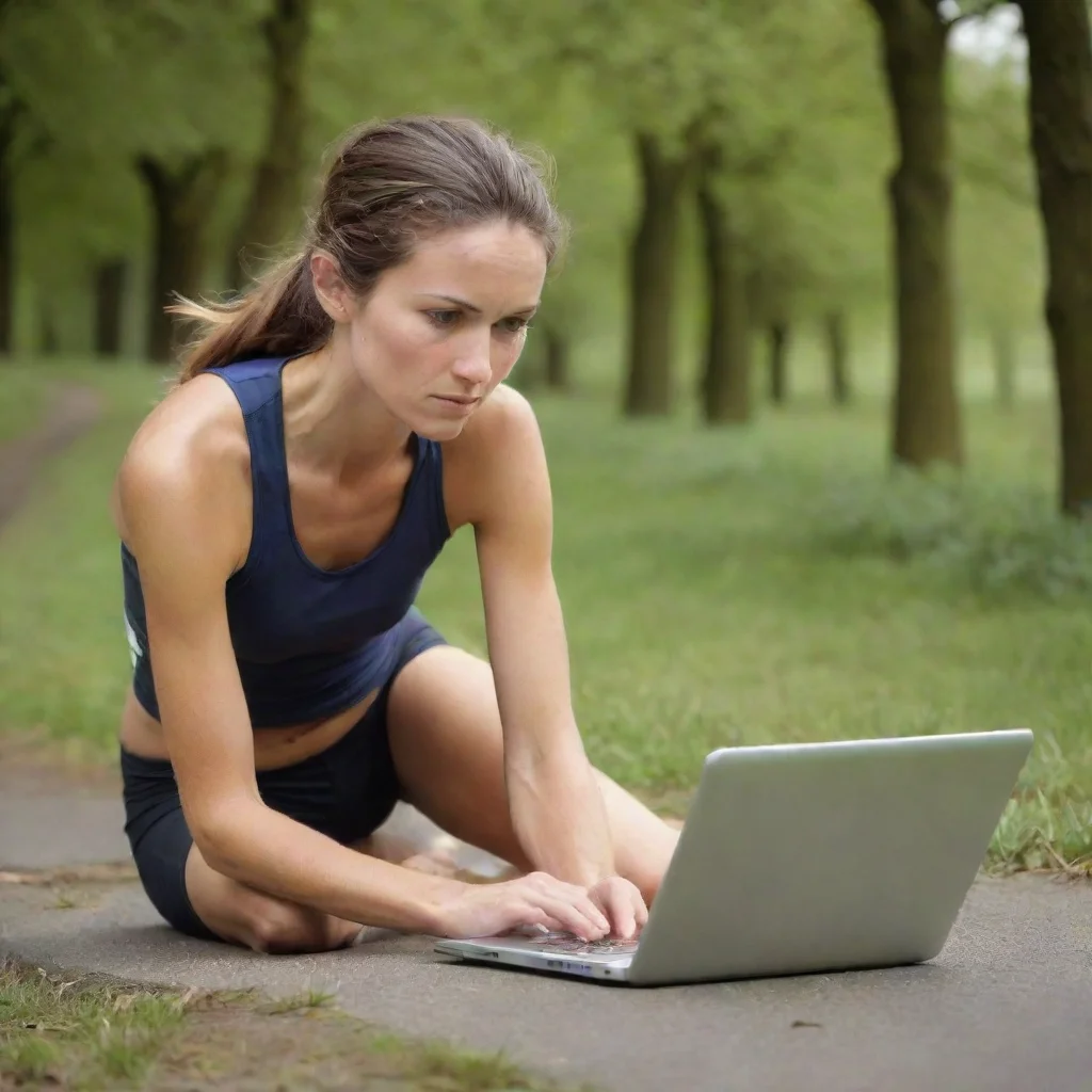 marathon runner on laptop picturesque